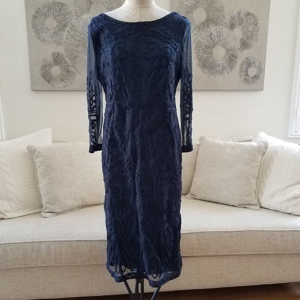 Js Collections Sheer Sleeve Soutache Sheath Dress - image 3